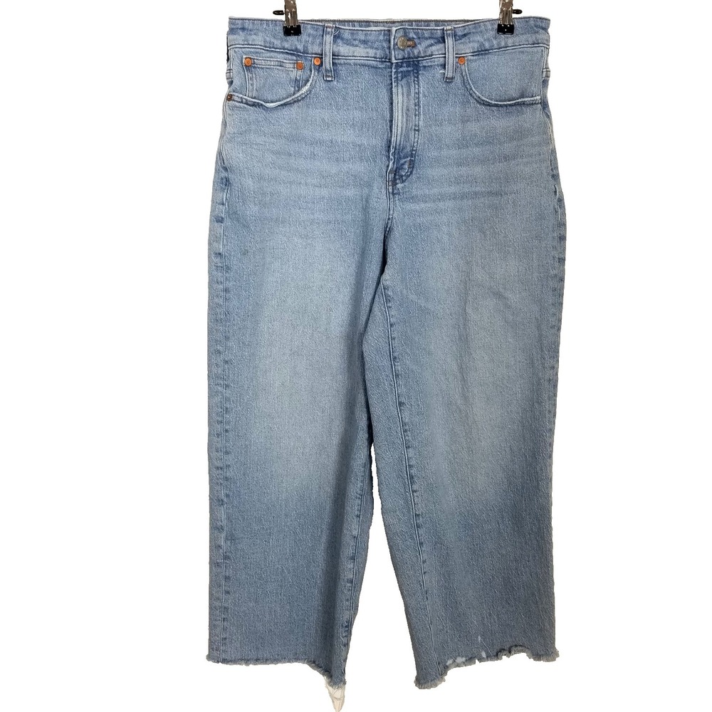 Madewell Women The Curvy Perfect Vintage Wide Leg Crop Jeans 31 Blue‎ High Rise